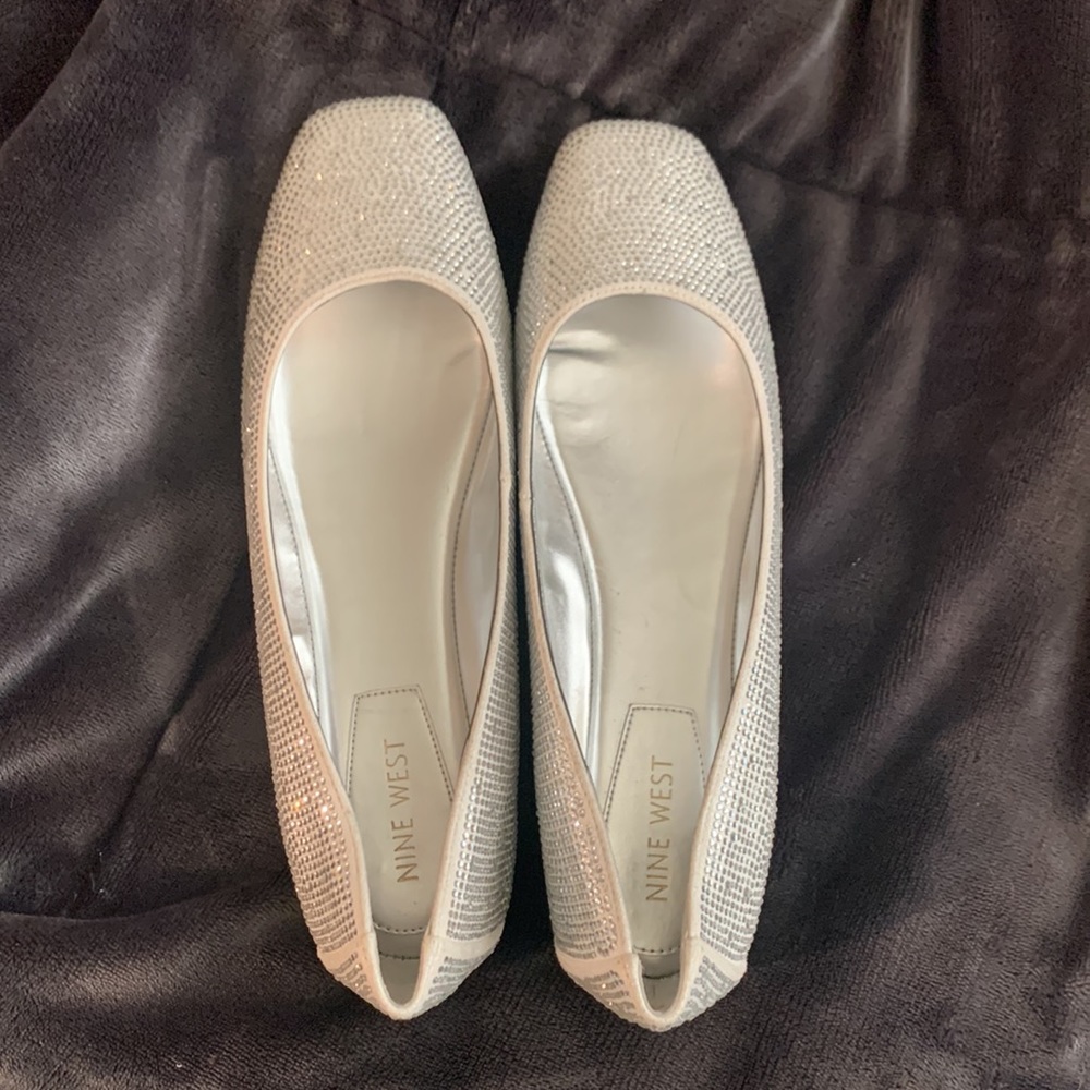 NW Nine West ALENAH BALLET FLAT  size 9.5 ,Rhinestone embellished textile upper